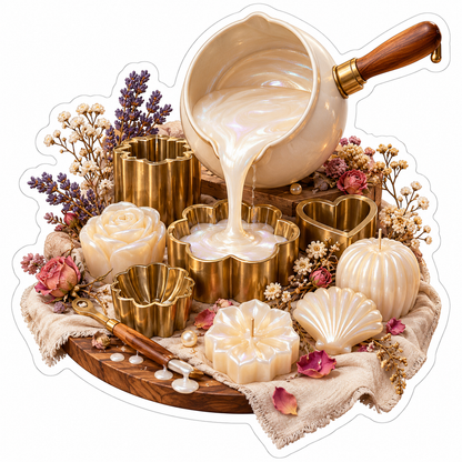 Soap Molds With Pouring Pot and Flowers Art Vinyl Decal Stickers