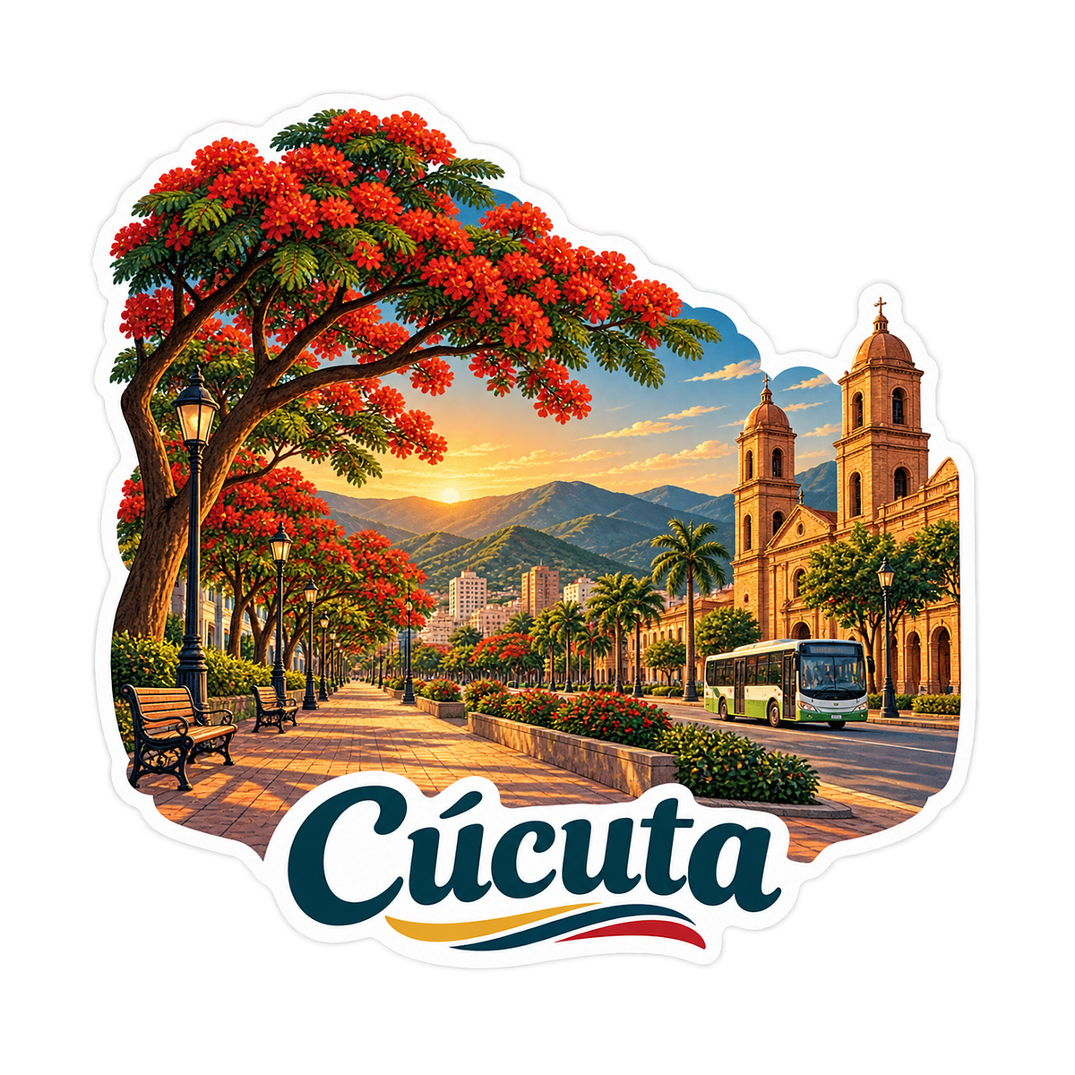 Cucuta Flowering Promenade Landscape Vinyl Decal Stickers