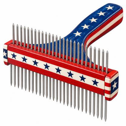Patriotic Double Row Metal Comb with Flag Grip Vinyl Decal Stickers