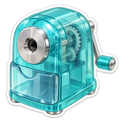 Aqua Crank Pencil Sharpener Art Vinyl Decal Stickers