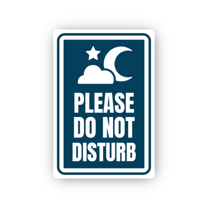 Navy Please Do Not Disturb Moon Portrait Vinyl Decal Stickers