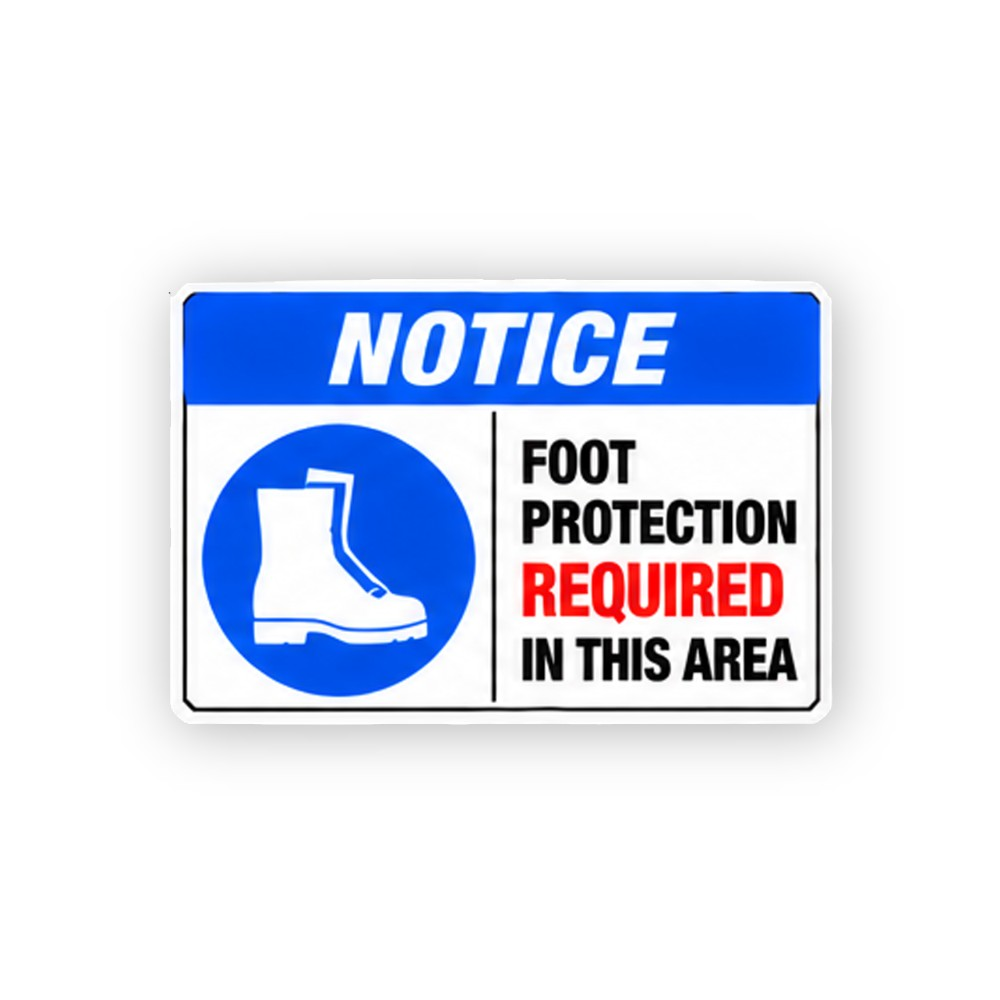 Blue Foot Protection Boot Notice Panel Vinyl Decal Stickers