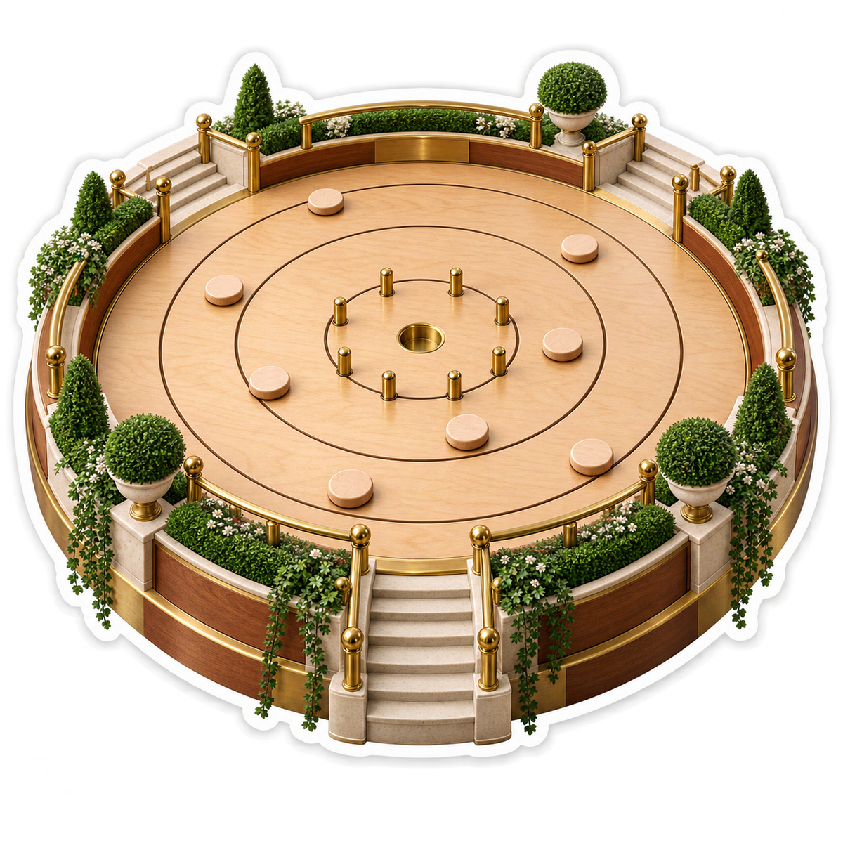 Round Wooden Disc Board with Garden Railings Vinyl Decal Stickers