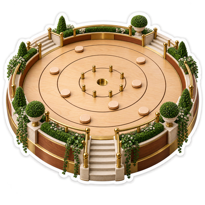 Round Wooden Disc Board with Garden Railings Vinyl Decal Stickers