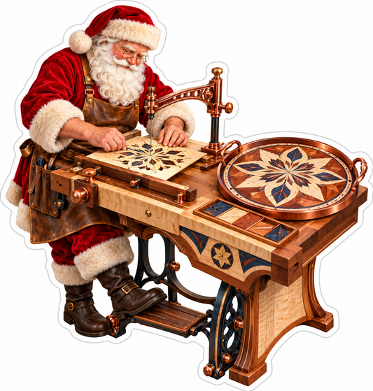 Santa Cutting Star Inlay Wooden Table Vinyl Decal Stickers