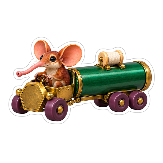 Big Eared Mouse in Green Spool Truck Vinyl Decal Stickers