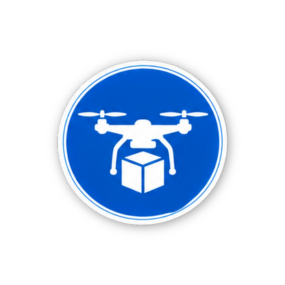 Blue White Delivery Drone Box Circle Vinyl Decal Stickers