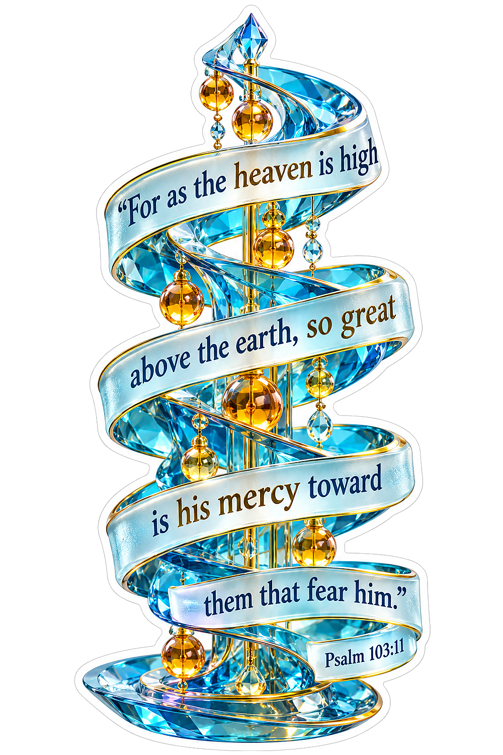 Blue Glass Spiral Gold Drops Psalm Verse Vinyl Decal Stickers