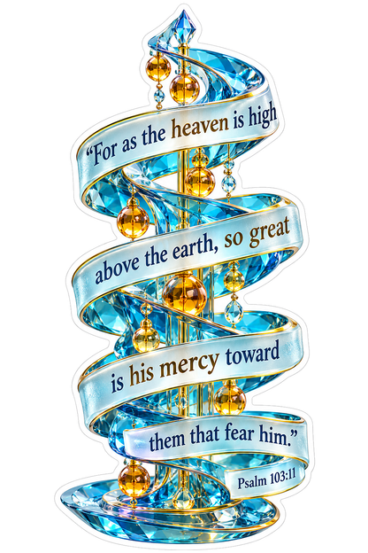 Blue Glass Spiral Gold Drops Psalm Verse Vinyl Decal Stickers
