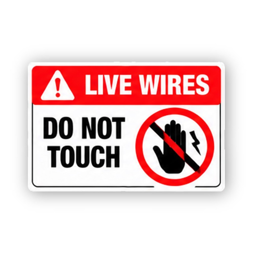 Red Live Wires Crossed Hand Bolt Panel Vinyl Decal Stickers