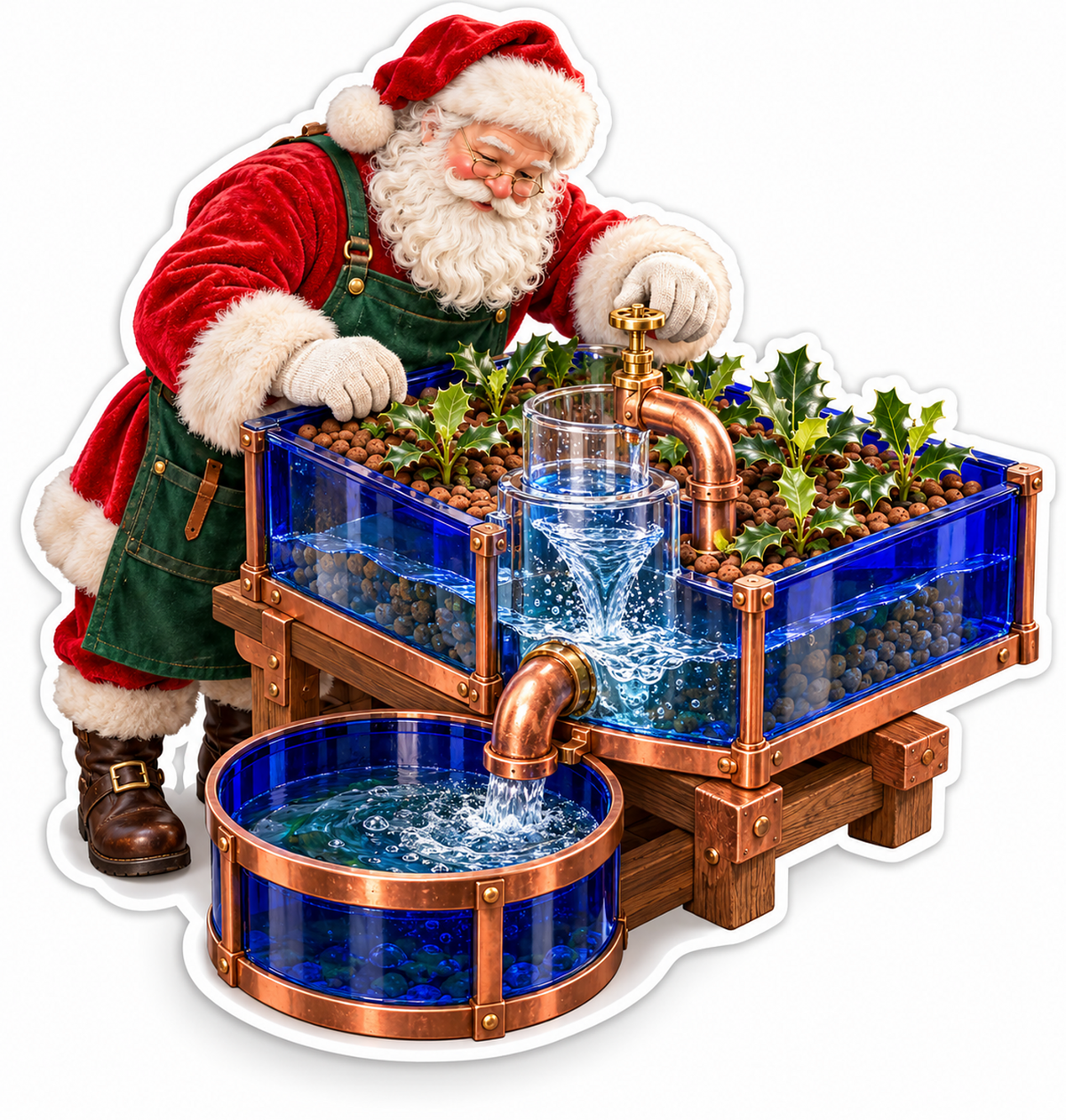 Santa Blue Garden Water Fountain Art Vinyl Decal Stickers