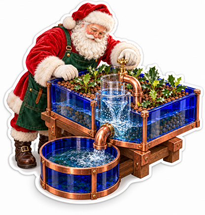 Santa Blue Garden Water Fountain Art Vinyl Decal Stickers
