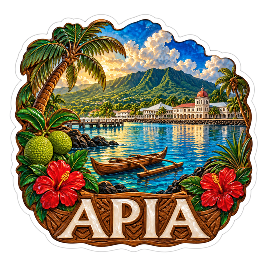 Apia Tropical Harbor Travel Art Vinyl Decal Stickers