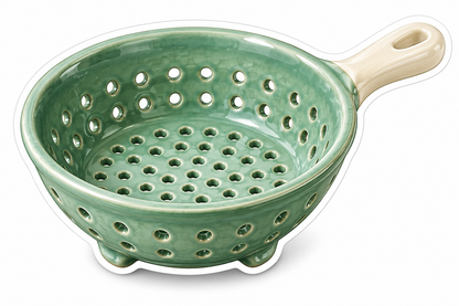 Green Perforated Colander with Ivory Handle Vinyl Decal Stickers