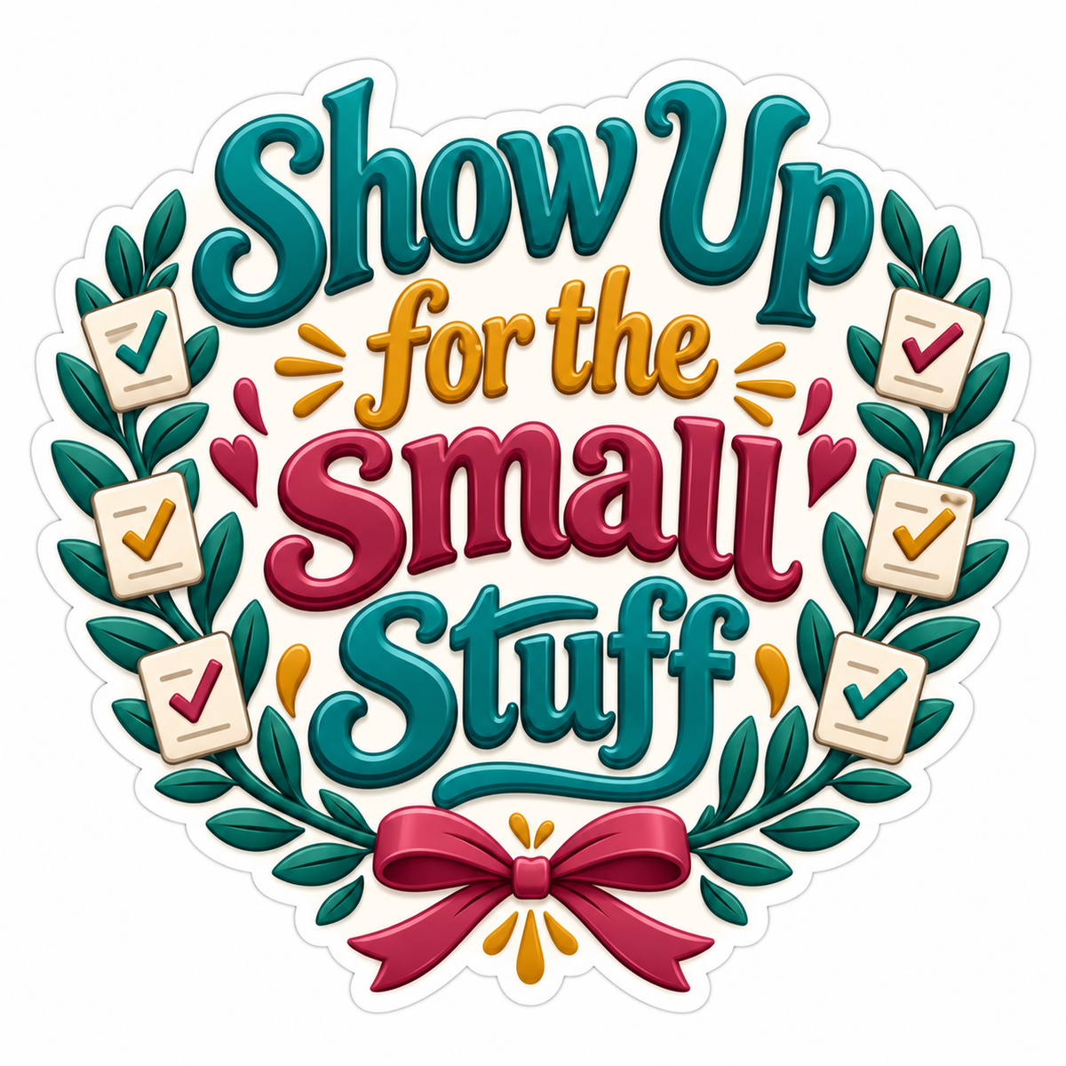 Show Up for the Small Stuff Leafy Checklist Vinyl Decal Stickers