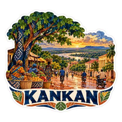 Kankan Market Street Under Leafy Tree Art Vinyl Decal Stickers