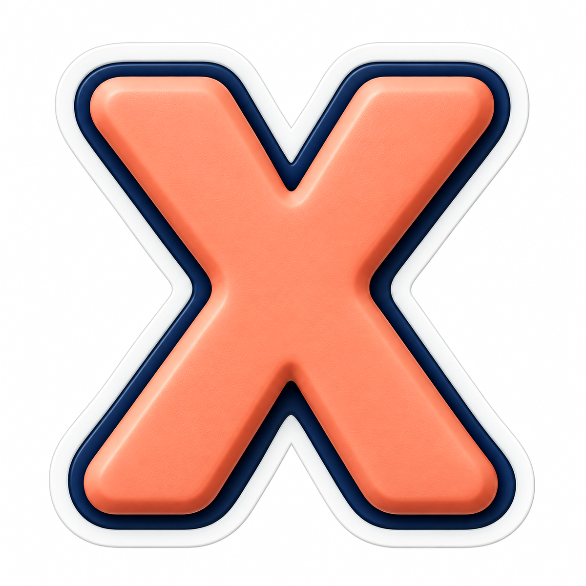 Peach Letter X with Navy Outline Art Vinyl Decal Stickers