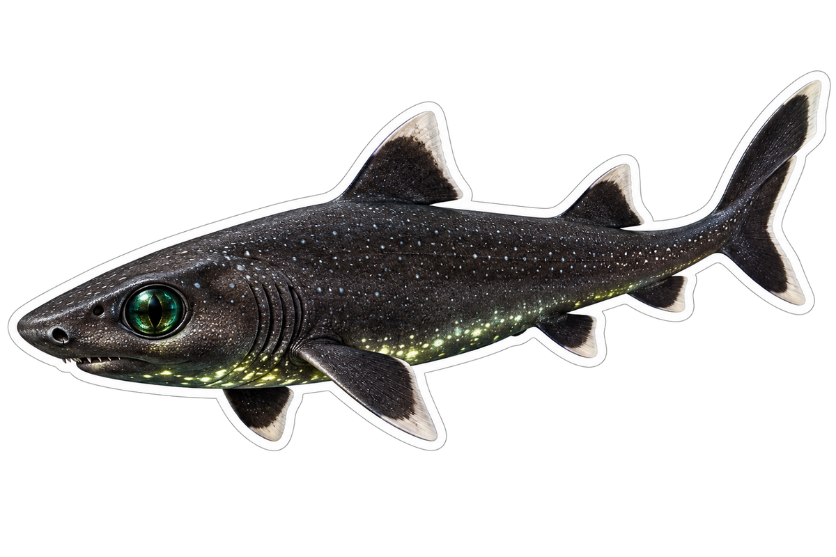 Dark Lanternshark with Green Eye Vinyl Decal Stickers