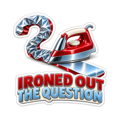 Red Iron Smoothing a Question Mark Vinyl Decal Stickers