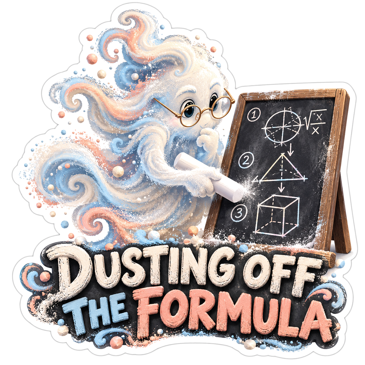 Dust Cloud Teacher beside a Math Chalkboard Vinyl Decal Stickers