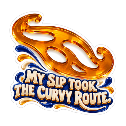 Amber Curved Ruler with Funny Sip Lettering Vinyl Decal Stickers