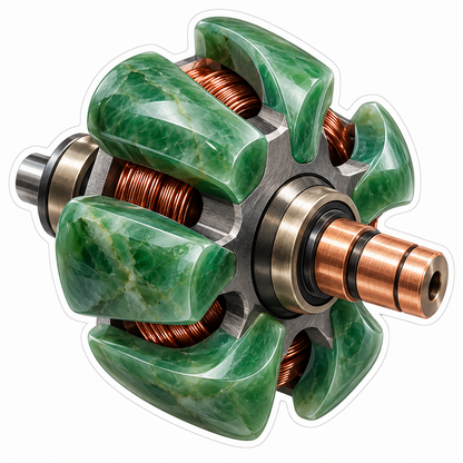 Green Stone Rotor with Copper Coils Art Vinyl Decal Stickers