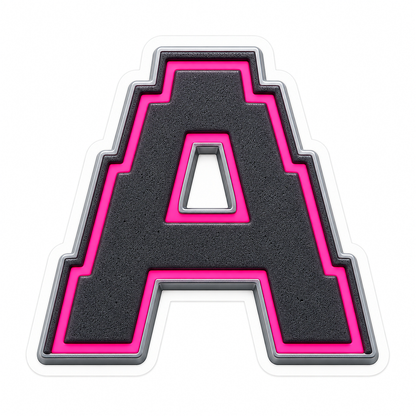 Charcoal Pixel Letter A with Pink Line Art Vinyl Decal Stickers