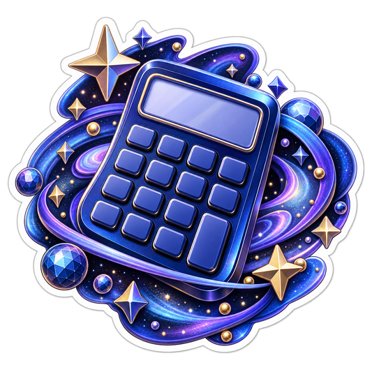 Blue Calculator With Swirling Galaxy Stars Art Vinyl Decal Stickers