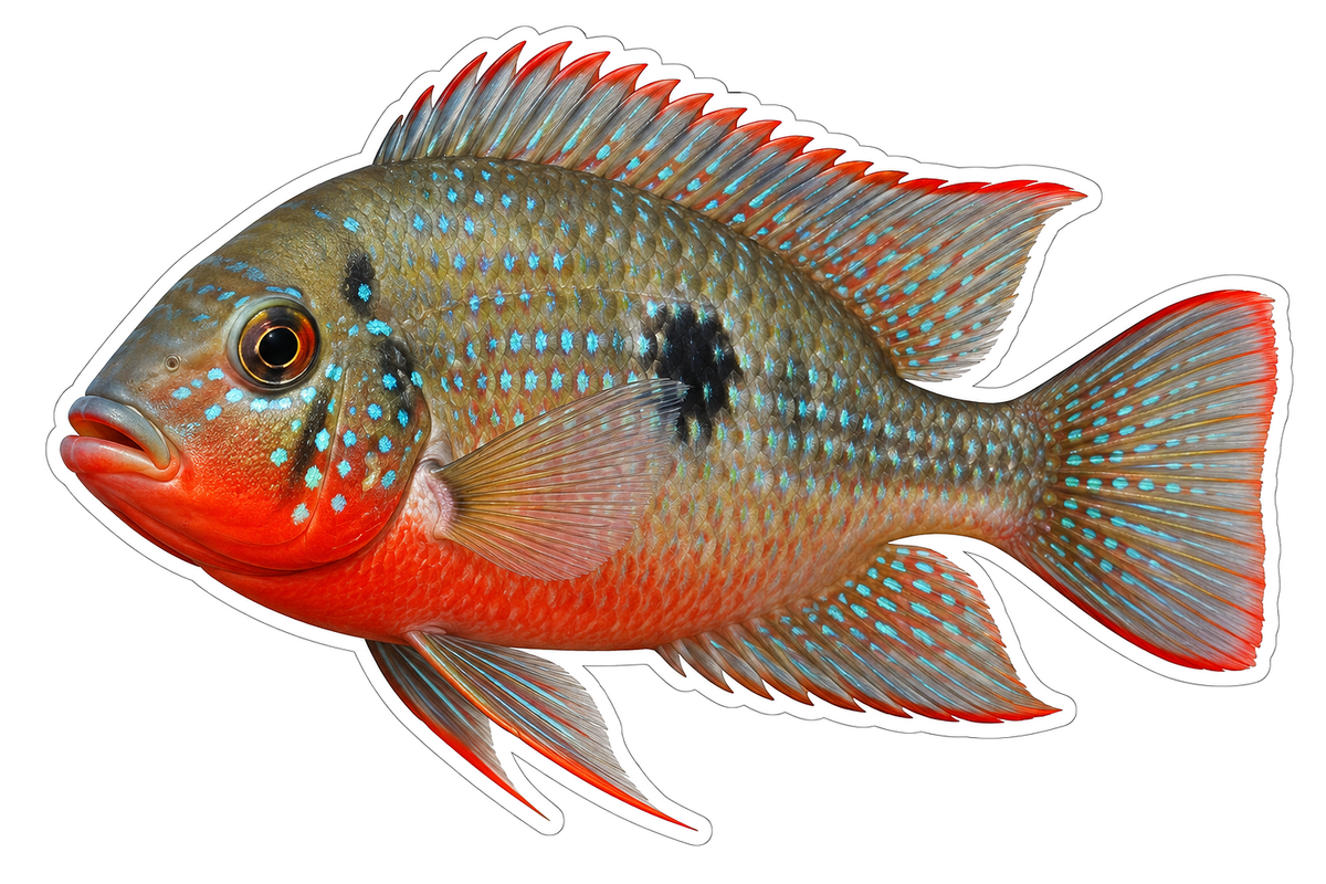 Firemouth Cichlid Art Vinyl Decal Stickers