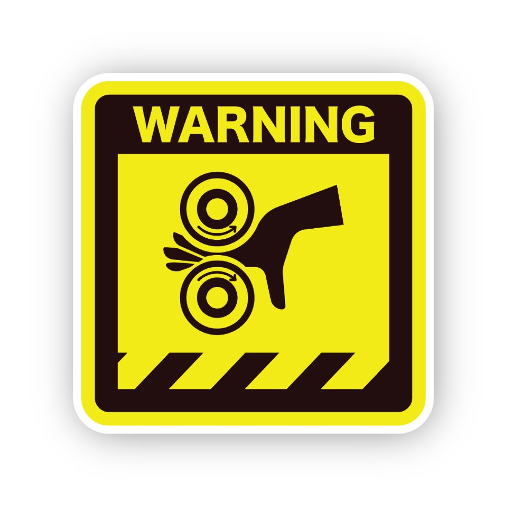 Yellow Warning Side Hand Rollers Panel Vinyl Decal Stickers