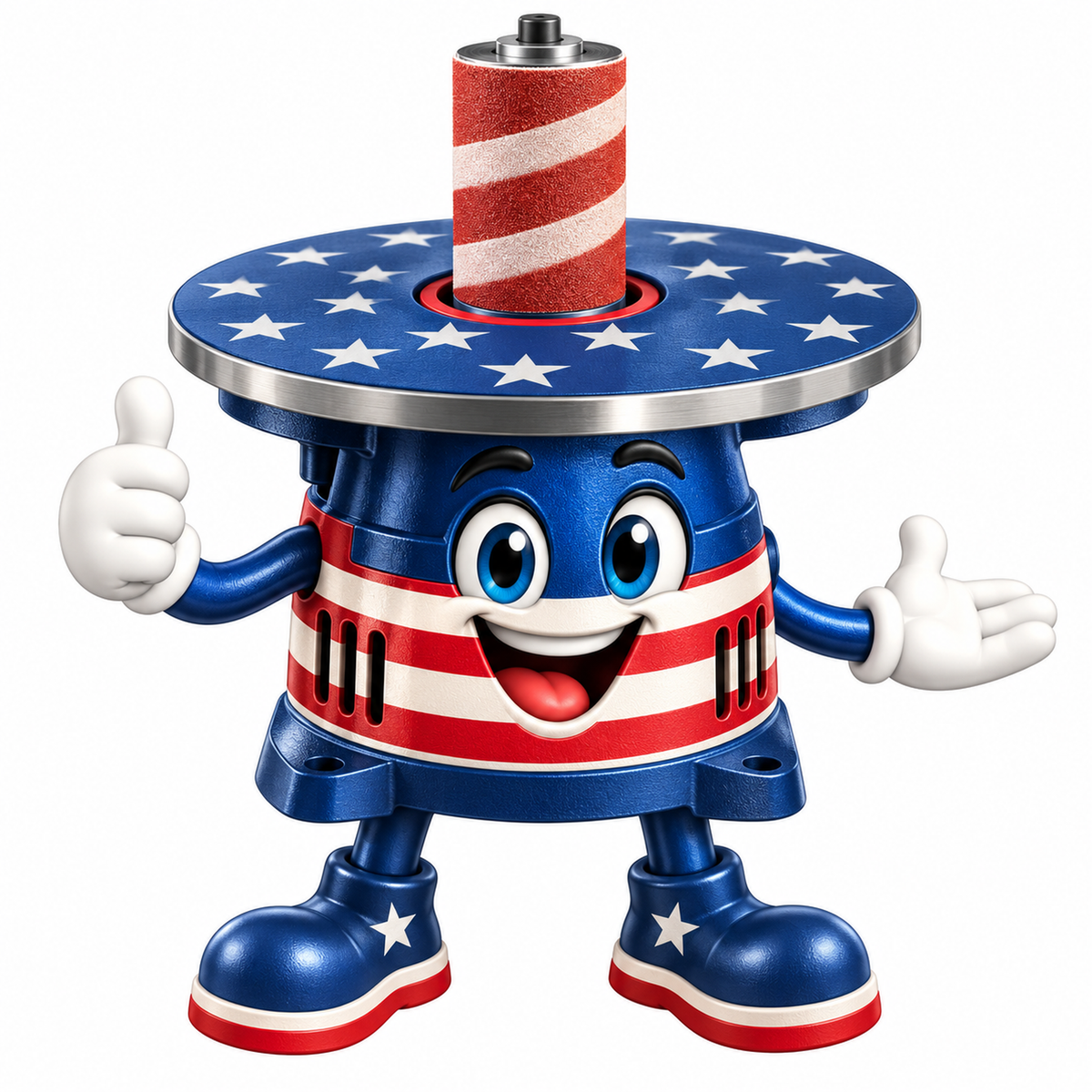 Patriotic Round Table Spindle Sander Mascot Vinyl Decal Stickers