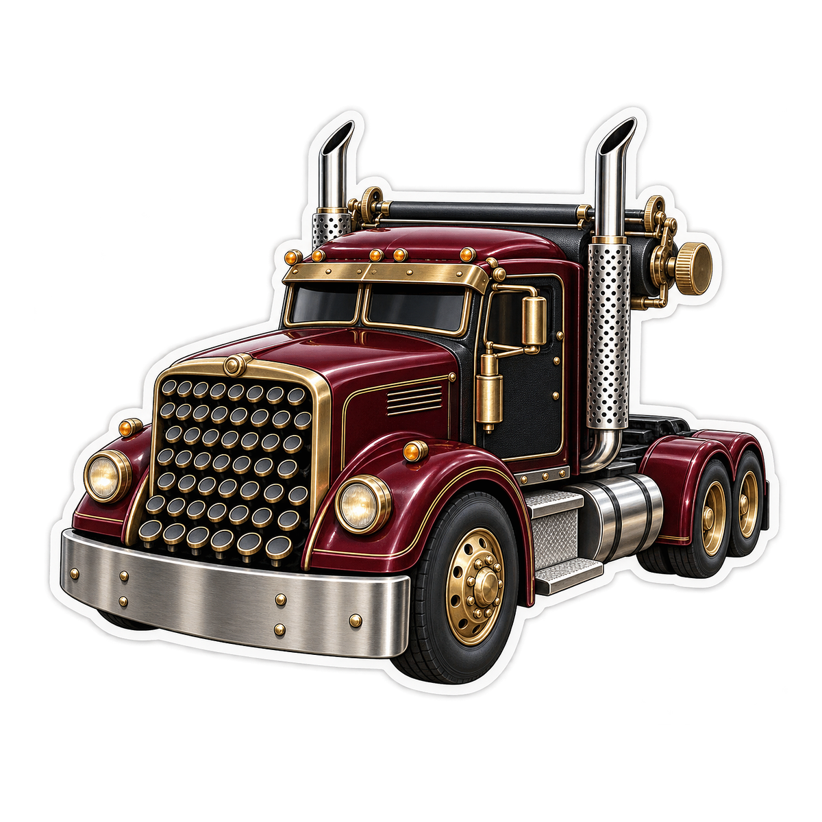 Burgundy Typewriter Semi Truck Art Vinyl Decal Stickers