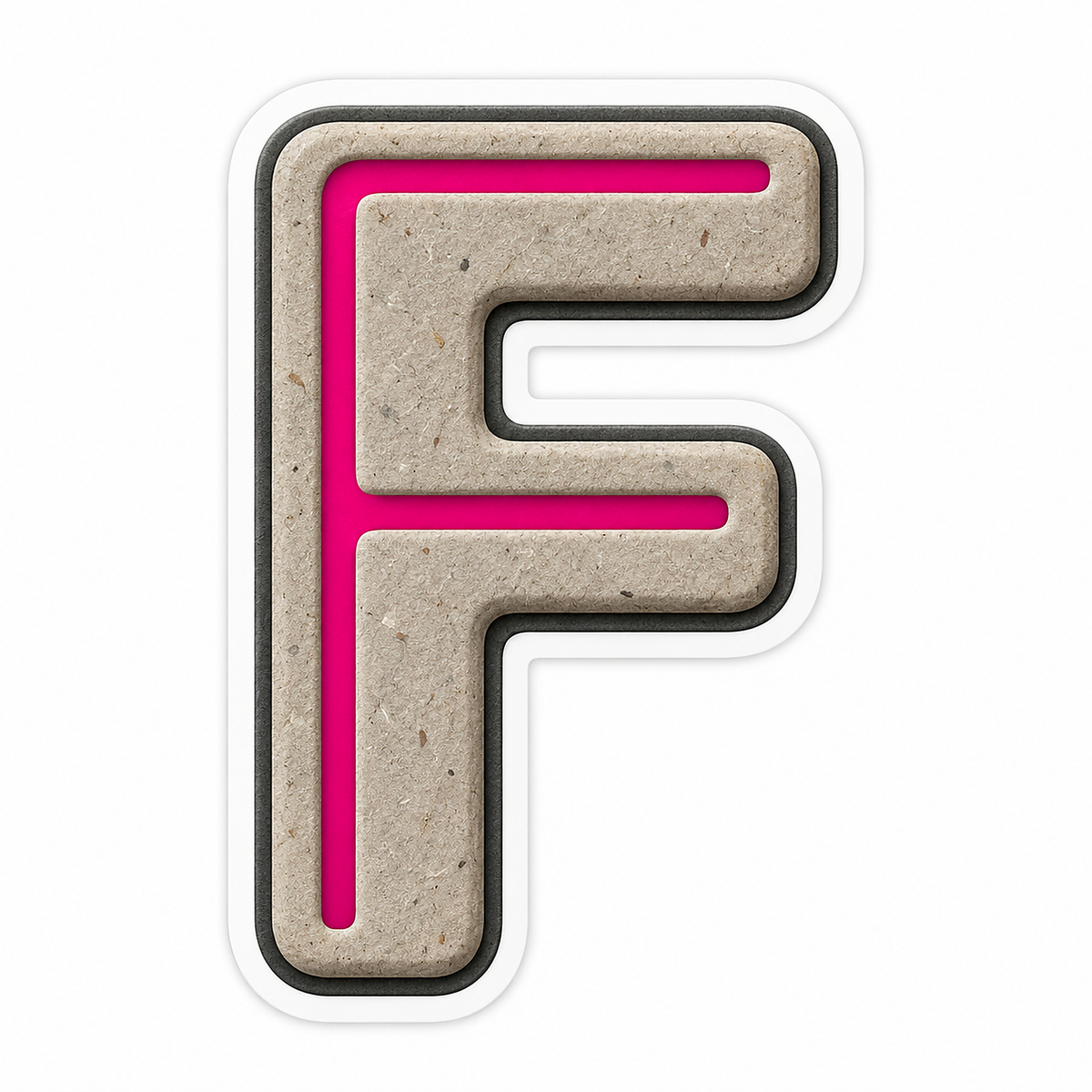 Warm Gray Magenta Stripe Letter F Vinyl Decal Stickers