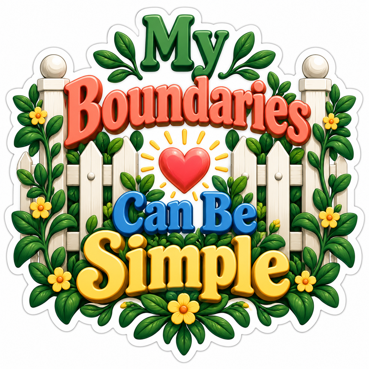 Flowered Picket Fence Boundaries Quote Vinyl Decal Stickers