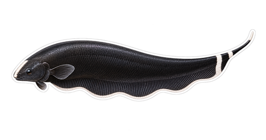 Wavy Fin Black Ghost Knifefish Art Vinyl Decal Stickers