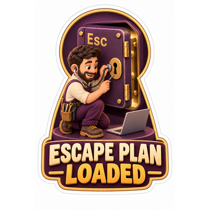 Man Unlocking Purple Escape Door Art Vinyl Decal Stickers