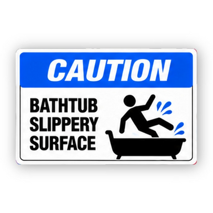 Blue Caution Bathtub Slipping Figure Panel Vinyl Decal Stickers