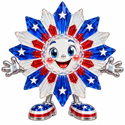 Crystal Sunburst Face with Patriotic Stars Vinyl Decal Stickers