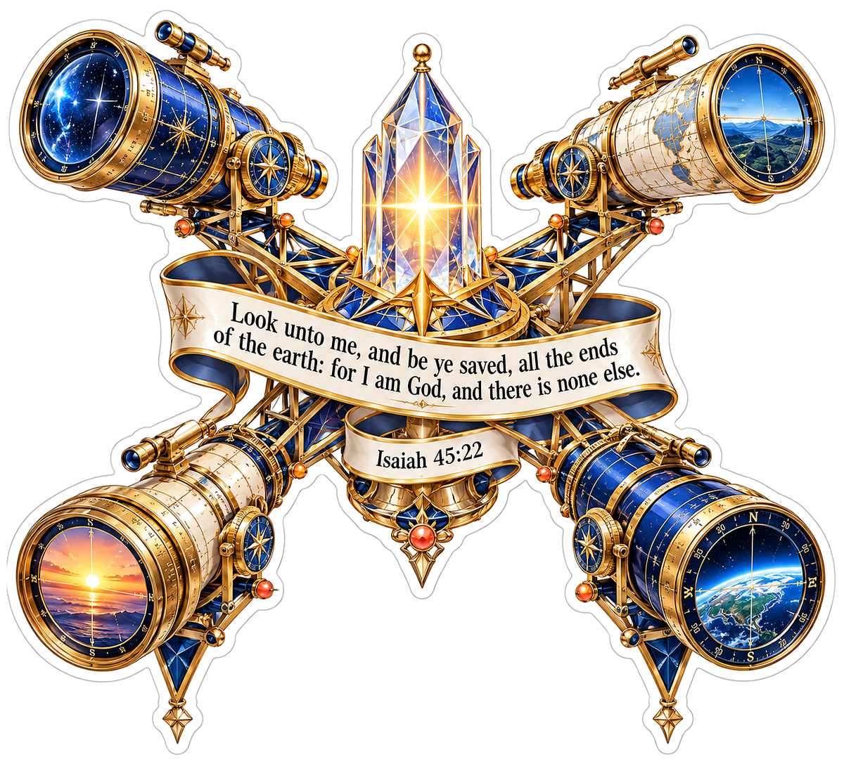 Four Telescopes Crystal Bible Verse Art Vinyl Decal Stickers