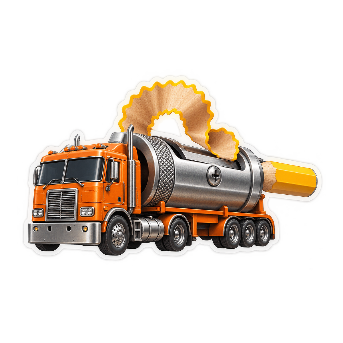 Orange Pencil Sharpener Cargo Truck Art Vinyl Decal Stickers