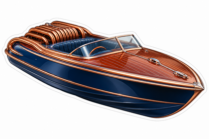 Navy and Copper Coil Speedboat Vinyl Decal Stickers
