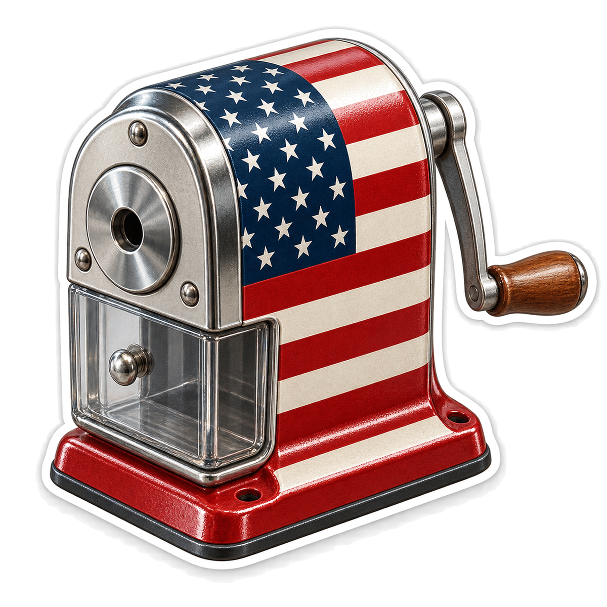USA Flag Hand Crank Pencil Sharpener Art Vinyl Decal Stickers