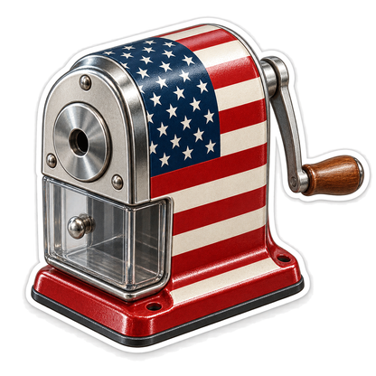 USA Flag Hand Crank Pencil Sharpener Art Vinyl Decal Stickers