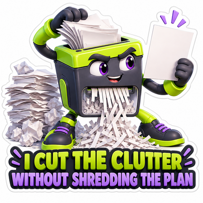 Green Paper Shredder Cut Clutter Quote Vinyl Decal Stickers