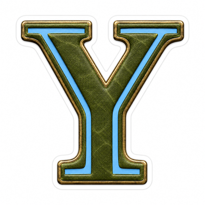 Olive Canvas Letter Y with Blue Inlay Art Vinyl Decal Stickers