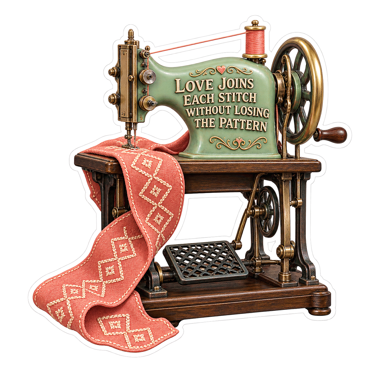 Love Green Sewing Machine Art Vinyl Decal Stickers
