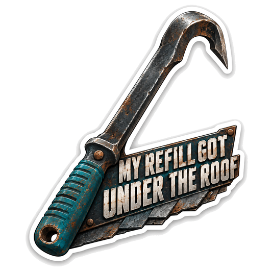 Teal Grip Pry Bar with Roof Lettering Vinyl Decal Stickers
