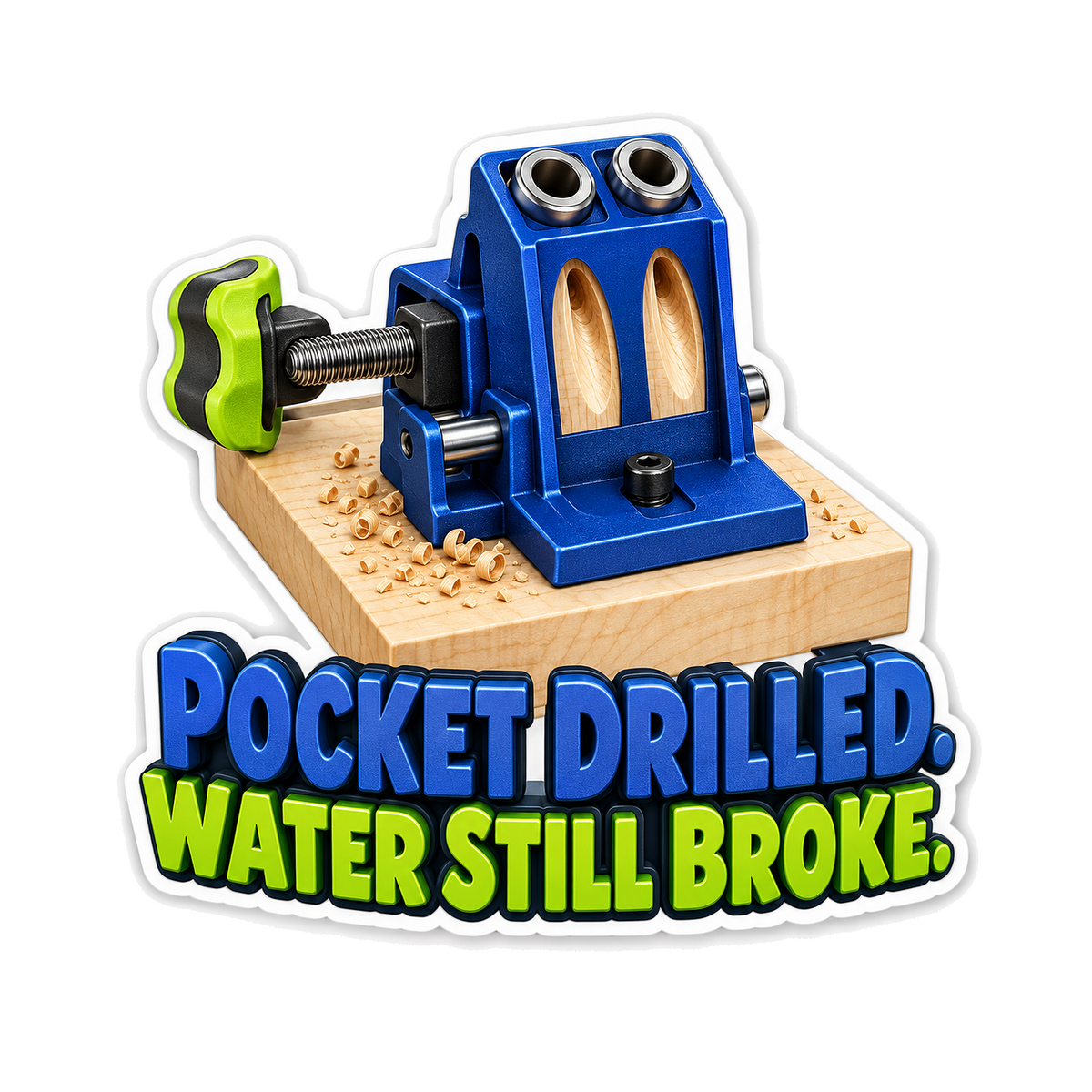 Blue Pocket Drill Jig Water Still Broke Quote Vinyl Decal Stickers