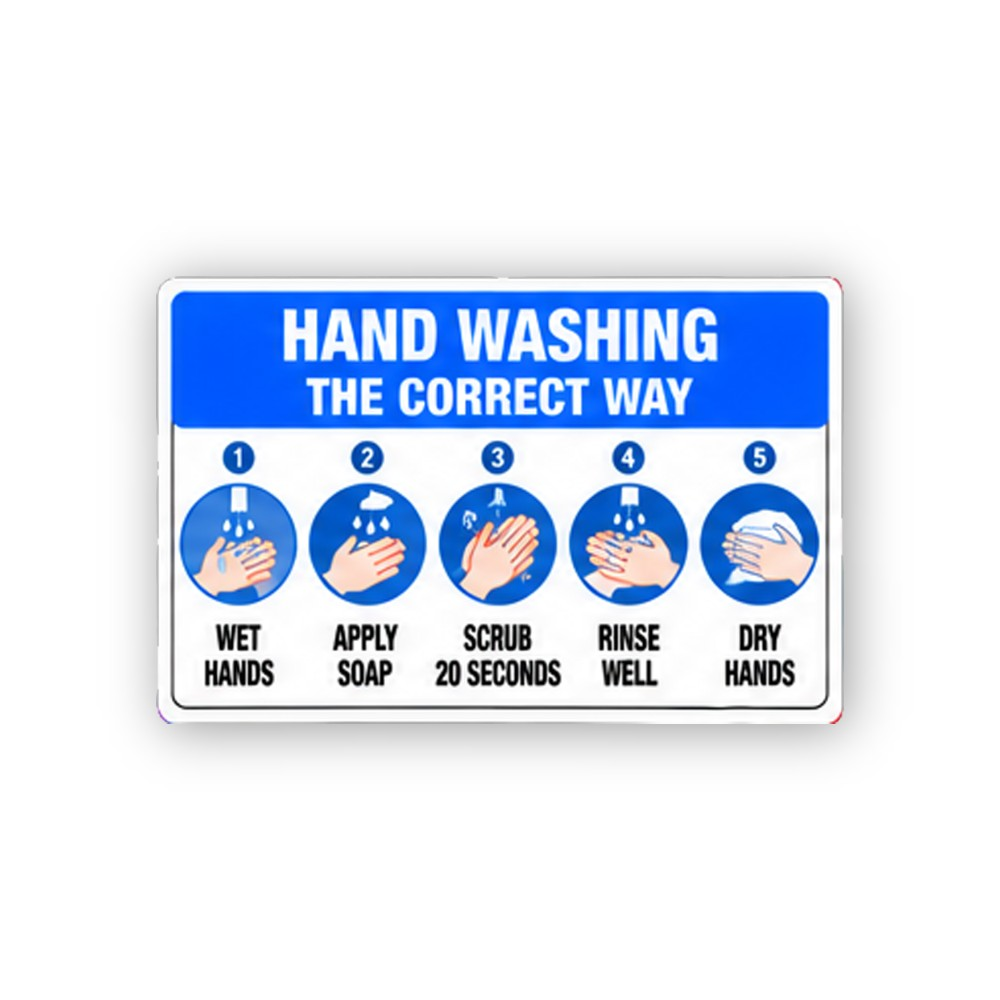 Blue Hand Washing Five Round Steps Panel Vinyl Decal Stickers