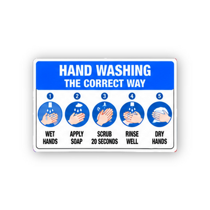 Blue Hand Washing Five Round Steps Panel Vinyl Decal Stickers